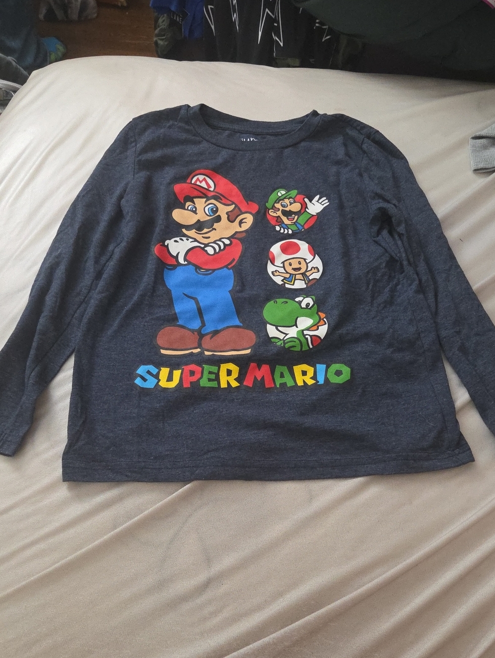 2 for $10 Nintendo Super Mario Long-Sleeve Tee Navy - Size 7